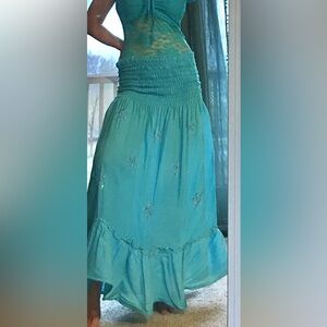 Bahamas Aqua blue sundress OR wear as long midi/maxi skirt